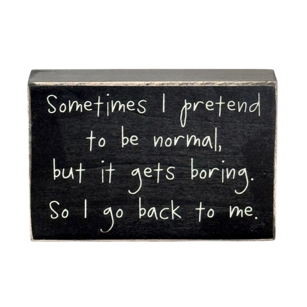 Farmhouse Distressed Wood Box Sign in Black and White NWT